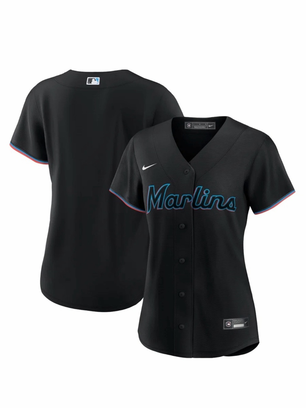 Women’s Nike Miami Marlins Black Alternate Replica Team Jersey - Size L